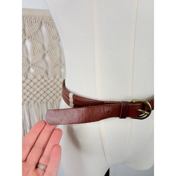 Madewell Brown Boho Leather Belt Multistrap Western Twine Wrapped Size XS main image 9